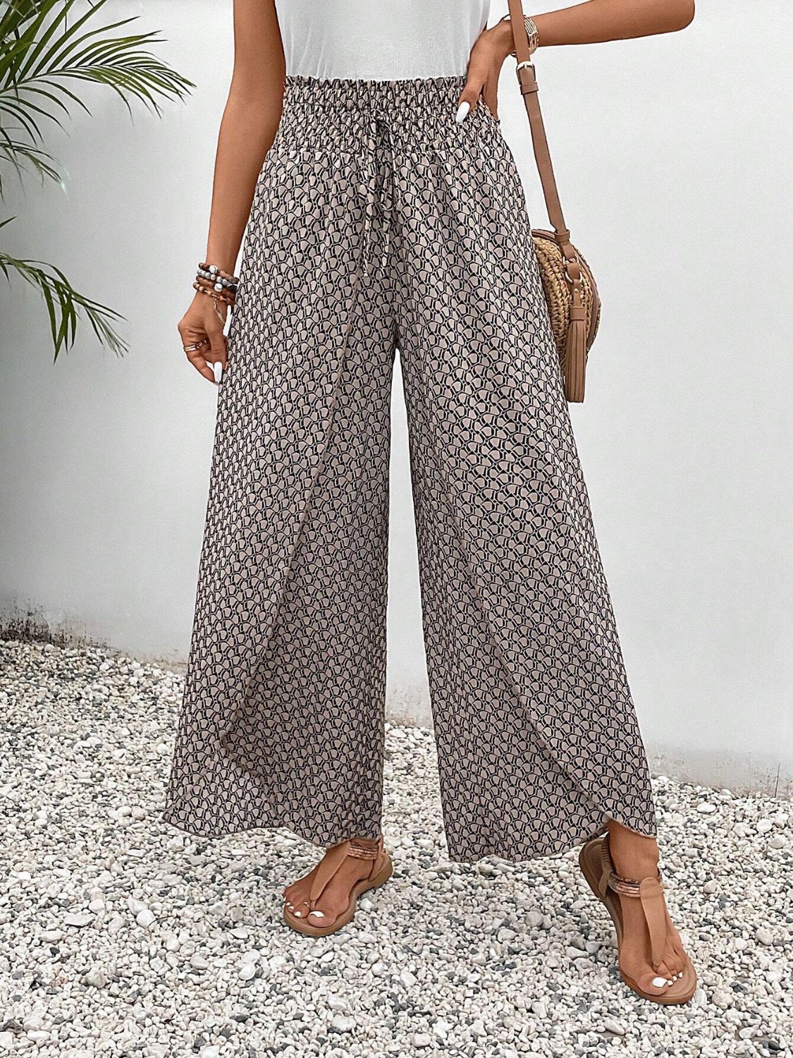 PREORDER- Tied Printed Wide Leg Pants