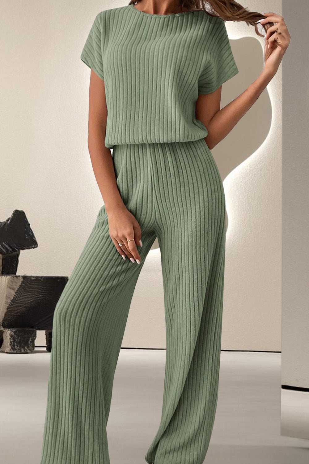 PREORDER- Round Neck Short Sleeve Jumpsuit