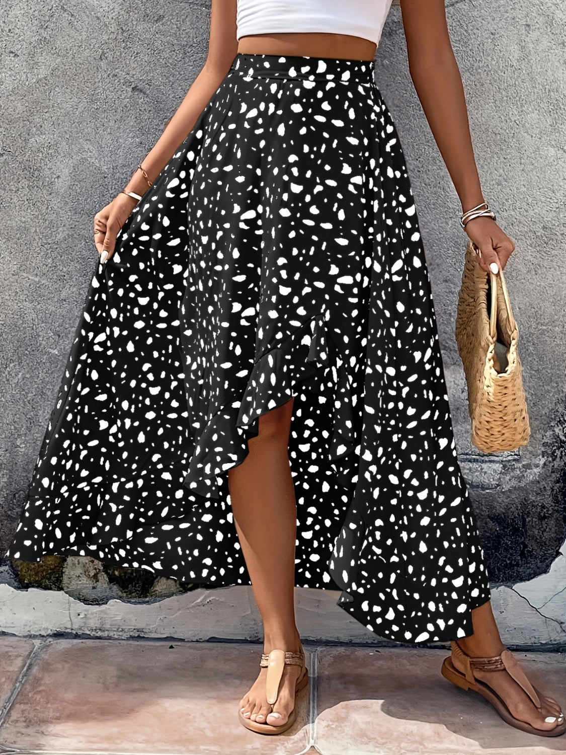 PREORDER- High-Low Printed Skirt