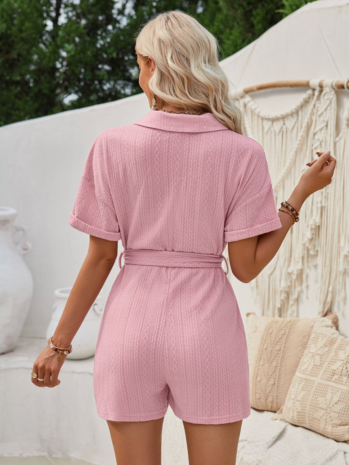 PREORDER- Short Sleeve Tie Waist Romper