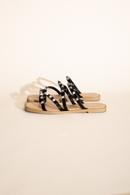 City Classified Studded Open Toe Slides