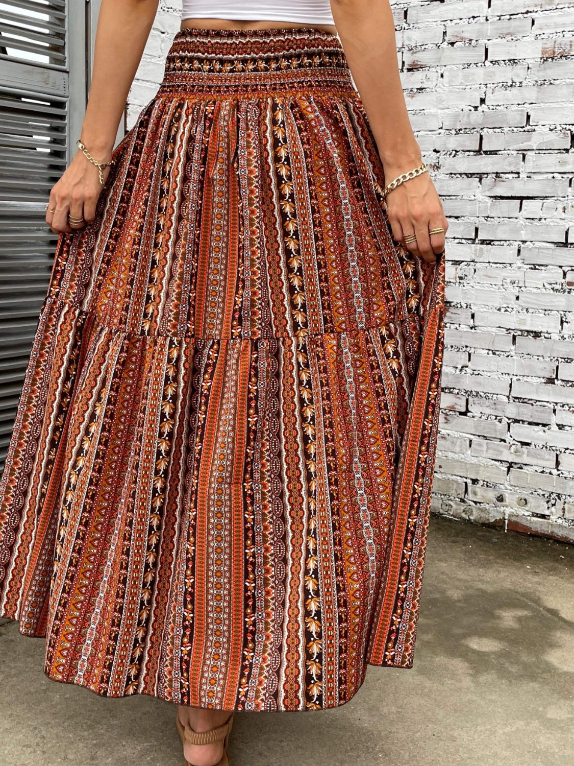 PREORDER- Printed Elastic Waist Maxi Skirt