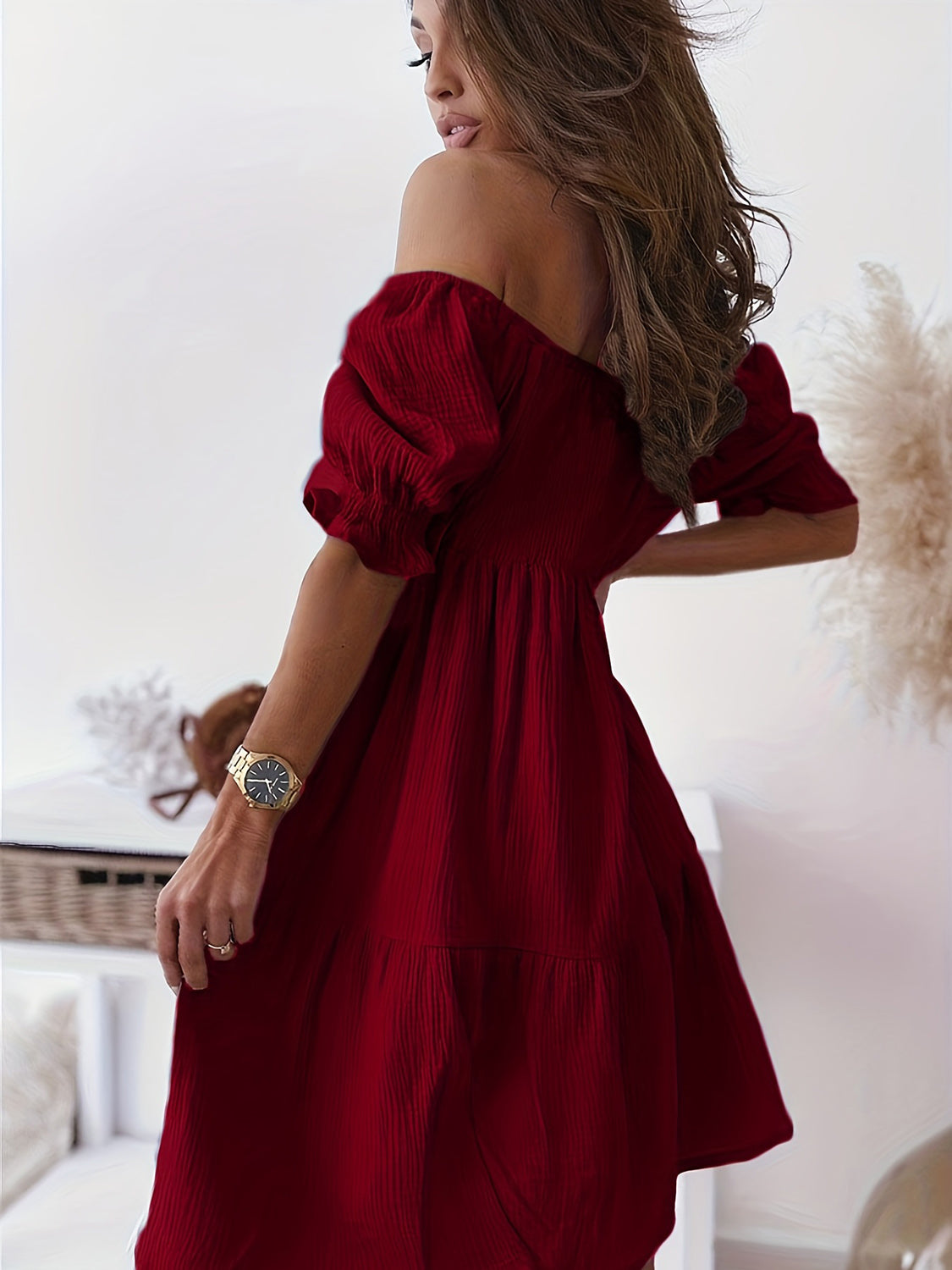 PREORDER- Full Size Ruffled Off-Shoulder Short Sleeve Dress