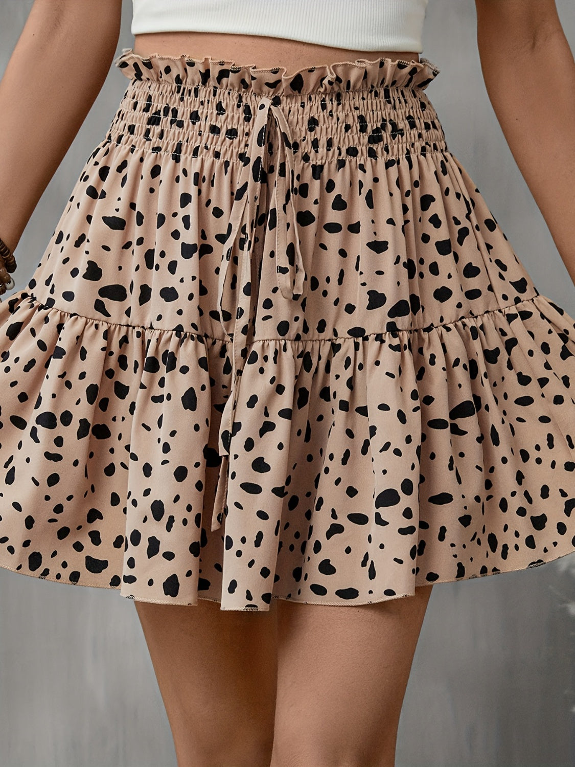 PREORDER- Frill Tied Printed Mini Skirt