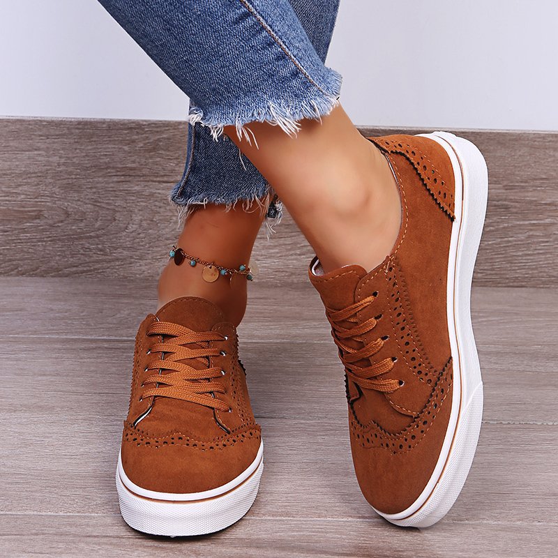 PREORDER- Lace-Up Suedette Flat Sneakers