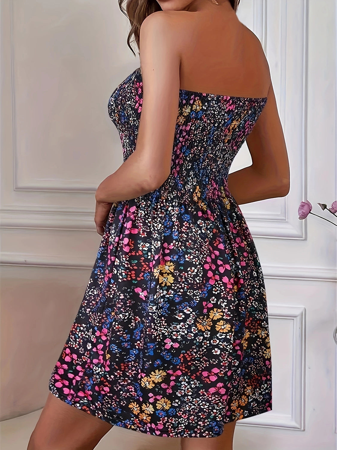 PREORDER- Full Size Smocked Printed Tube Mini Dress