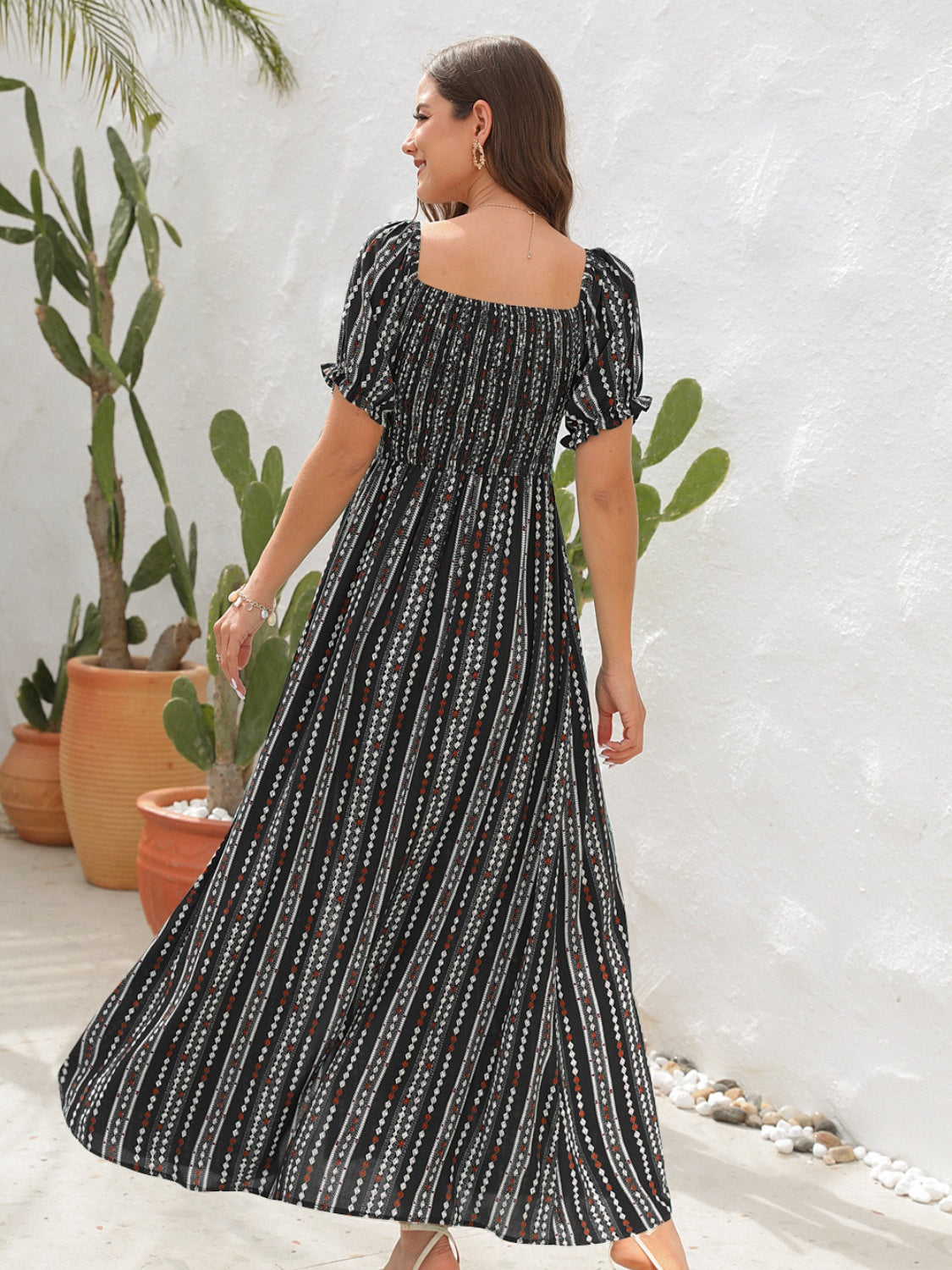 PREORDER- Slit Printed Short Sleeve Dress