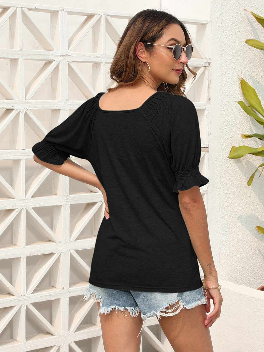 PREORDER- Ruched Short Sleeve Blouse