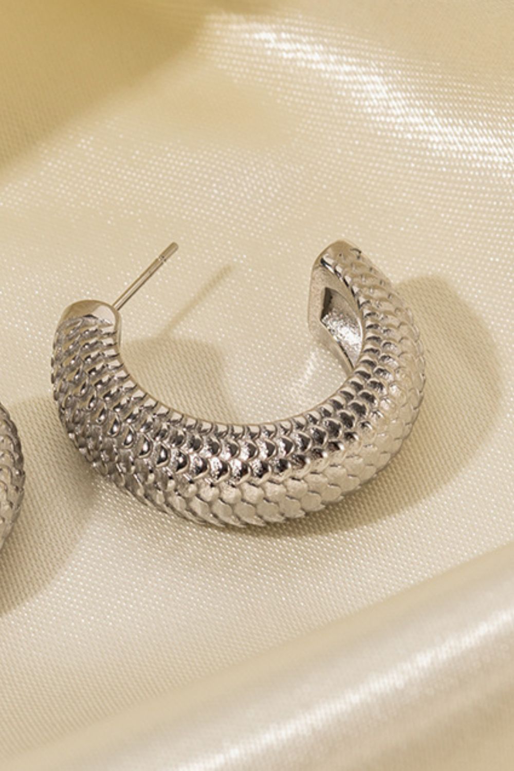 PREORDER- Stainless Steel Scale C-Hoop Earrings