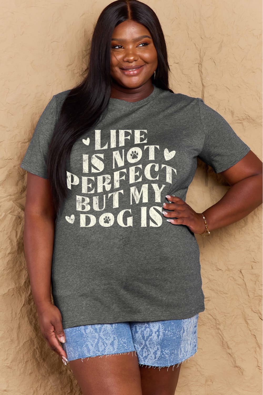 PREORDER- Simply Love Full Size Dog Slogan Graphic Cotton T-Shirt