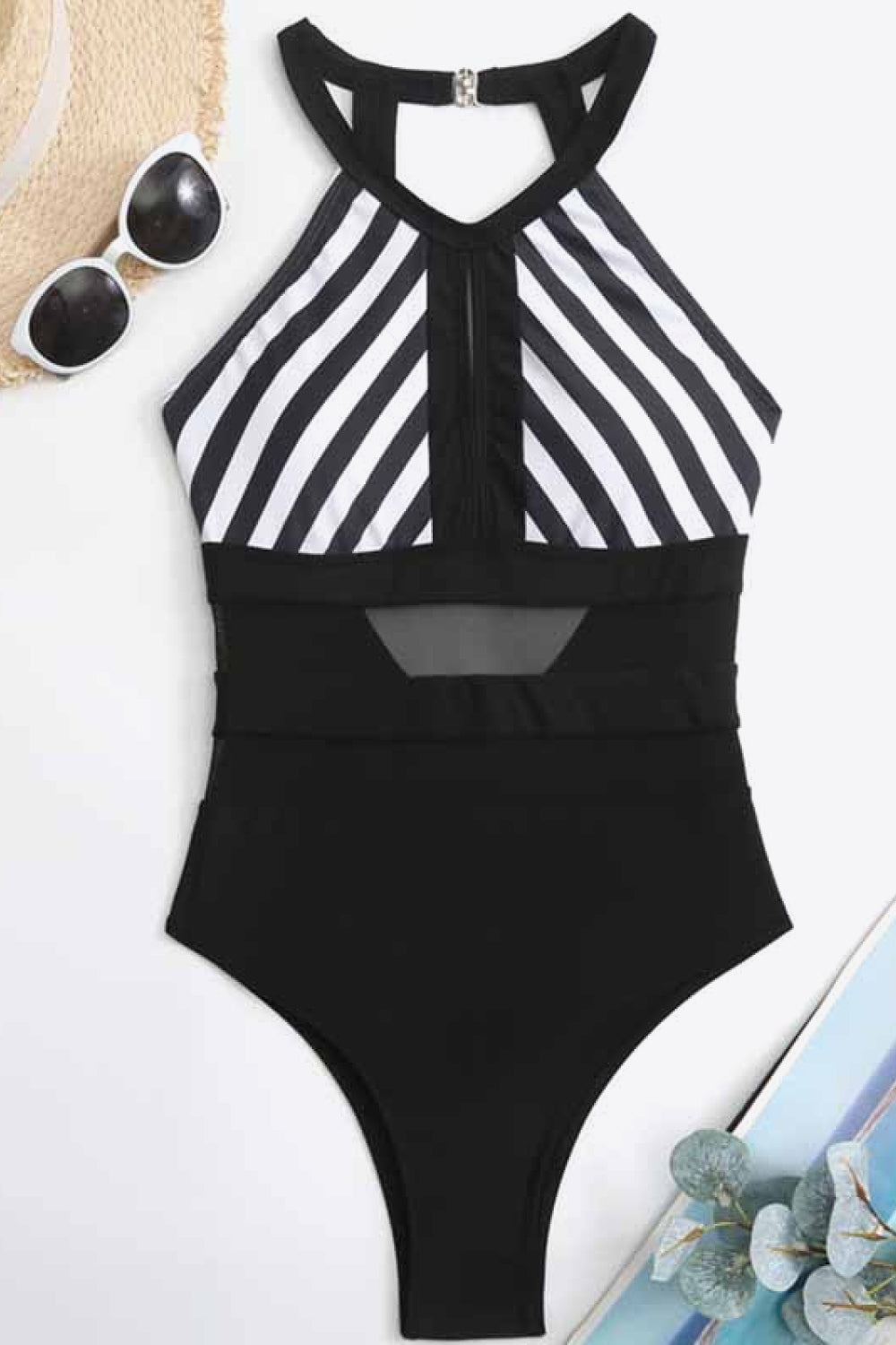 PREORDER- Striped Backless One-Piece Swimsuit