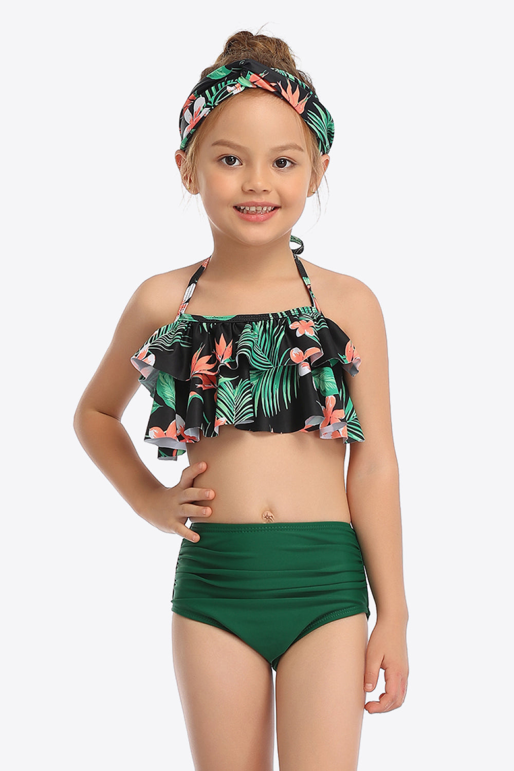 PREORDER- Printed Layered Halter Neck Two-Piece Swim Set