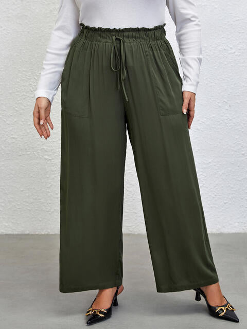 PREORDER- Plus Size Tied Wide Leg Pants