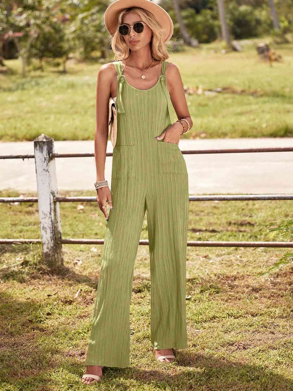 PREORDER- Round Neck Sleeveless Jumpsuit with Pockets