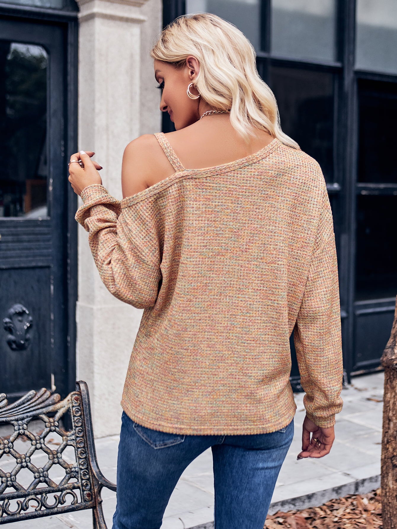 PREORDER- Asymmetrical Dropped Shoulder Long Sleeve Knit Top