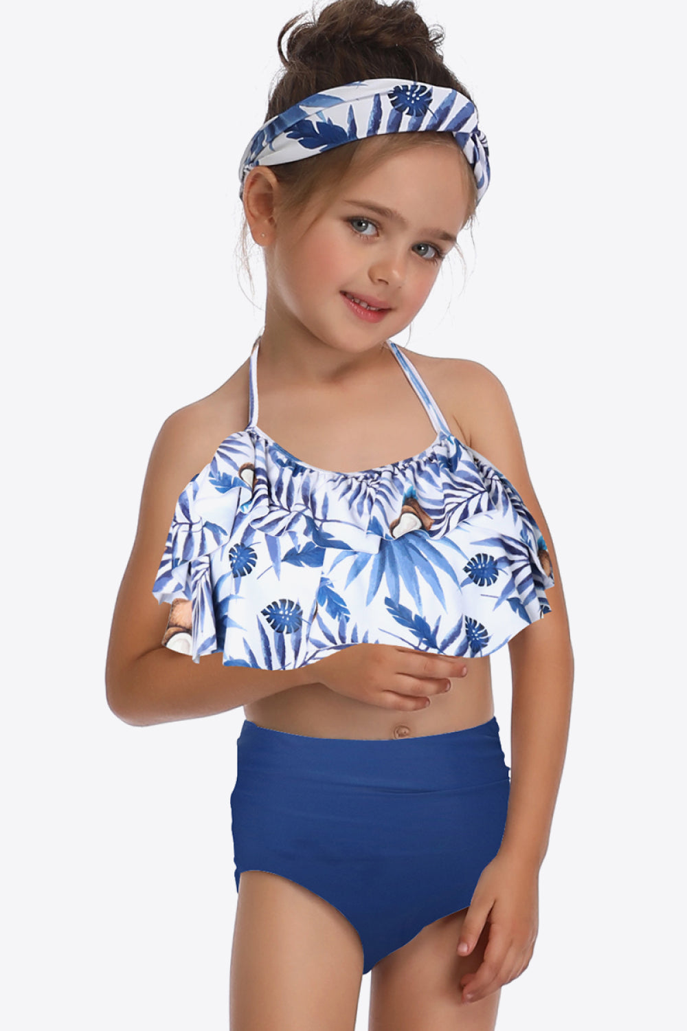 PREORDER- Printed Layered Halter Neck Two-Piece Swim Set