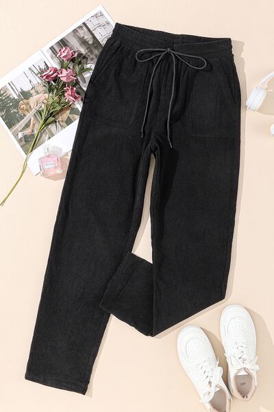 PREORDER- Drawstring Straight Pants with Pockets