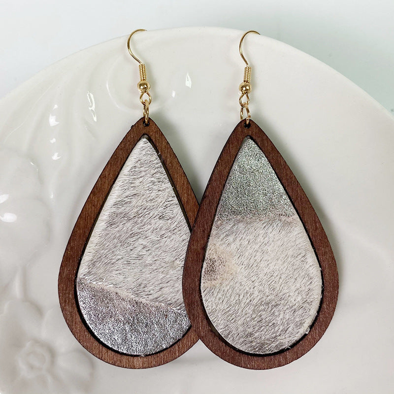 PREORDER- Teardrop Shape Wooden Dangle Earrings