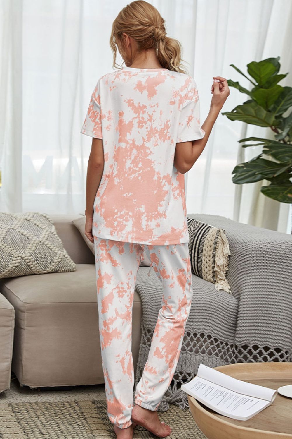 PREORDER- Tie-Dye Tee and Drawstring Waist Joggers Lounge Set