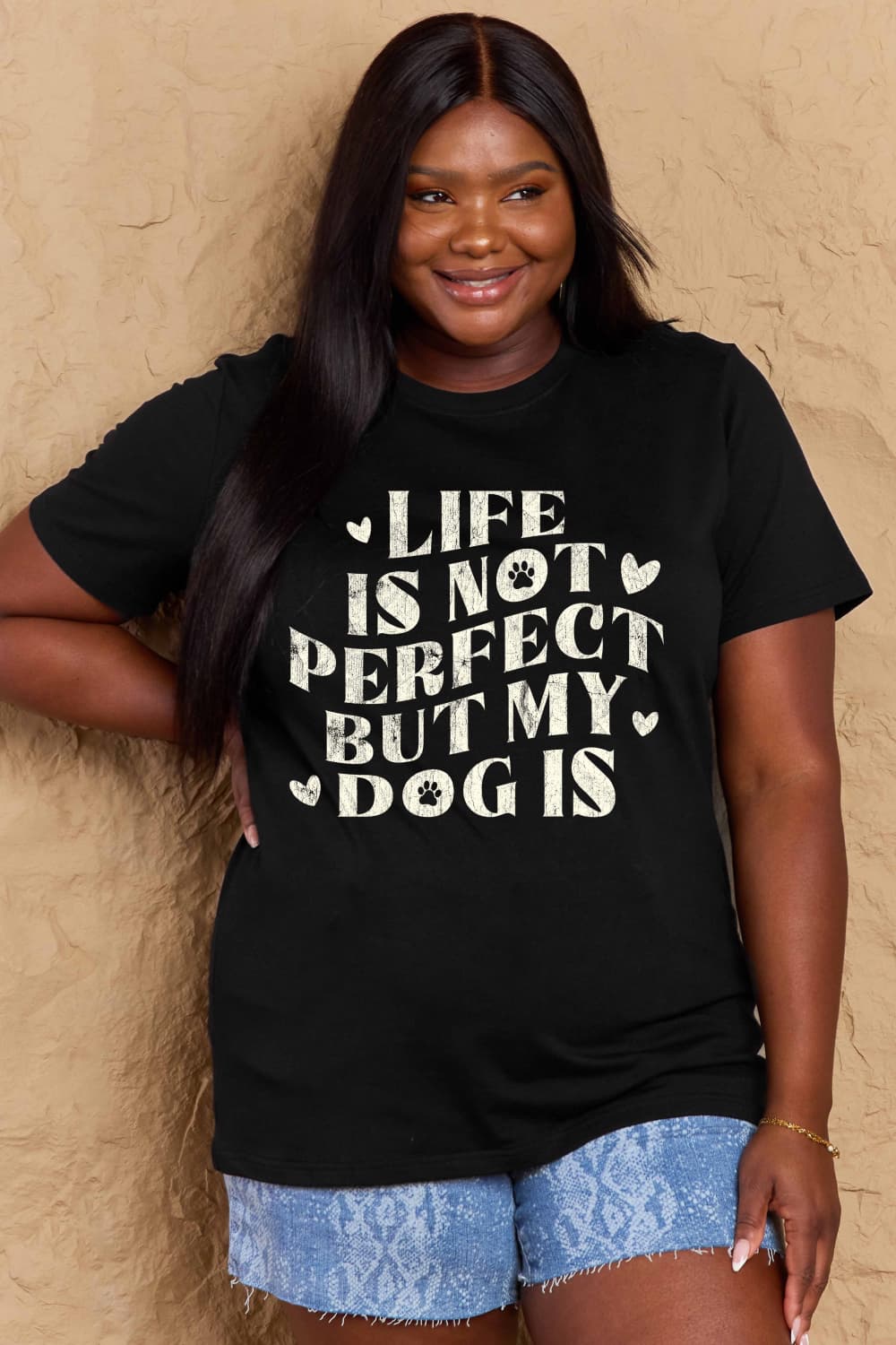 PREORDER- Simply Love Full Size Dog Slogan Graphic Cotton T-Shirt