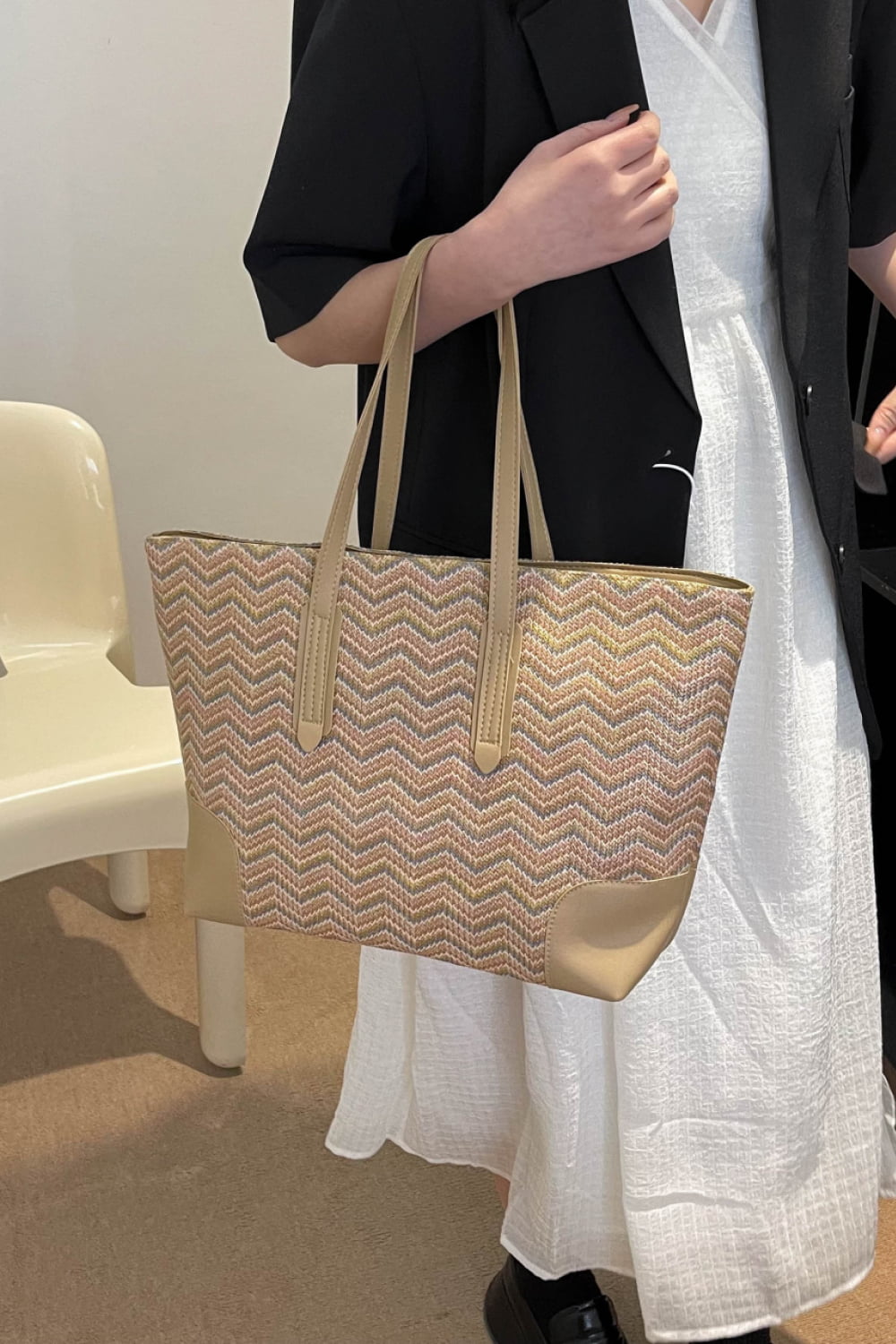 PREORDER- Chevron Straw Tote Bag