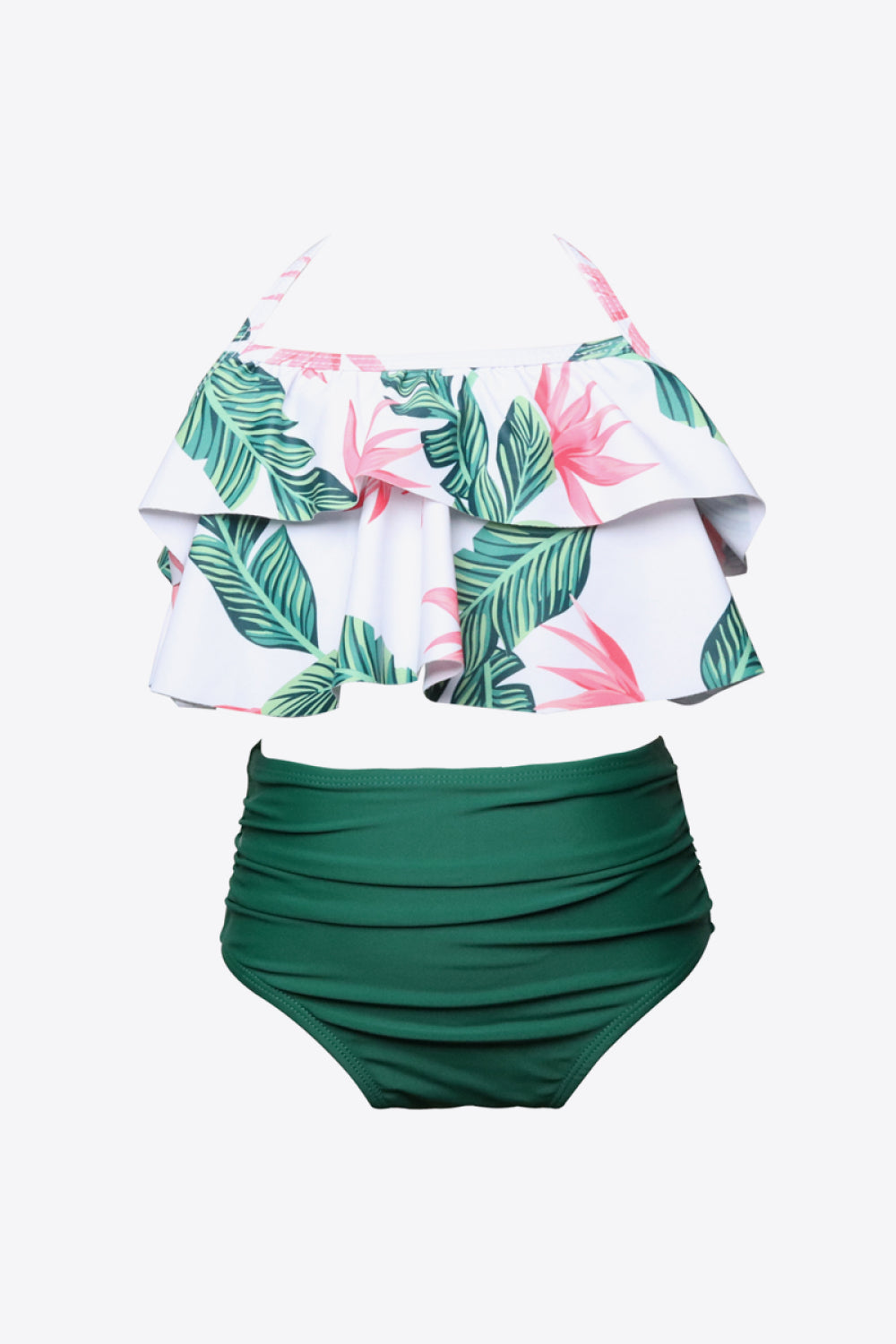 PREORDER- Printed Layered Halter Neck Two-Piece Swim Set