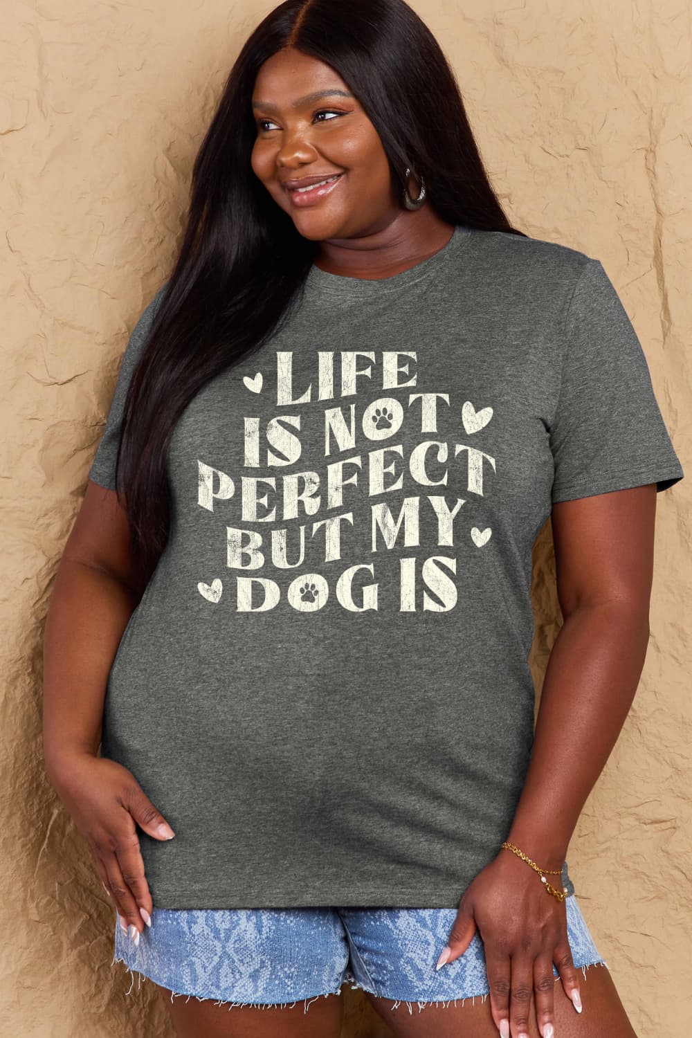 PREORDER- Simply Love Full Size Dog Slogan Graphic Cotton T-Shirt