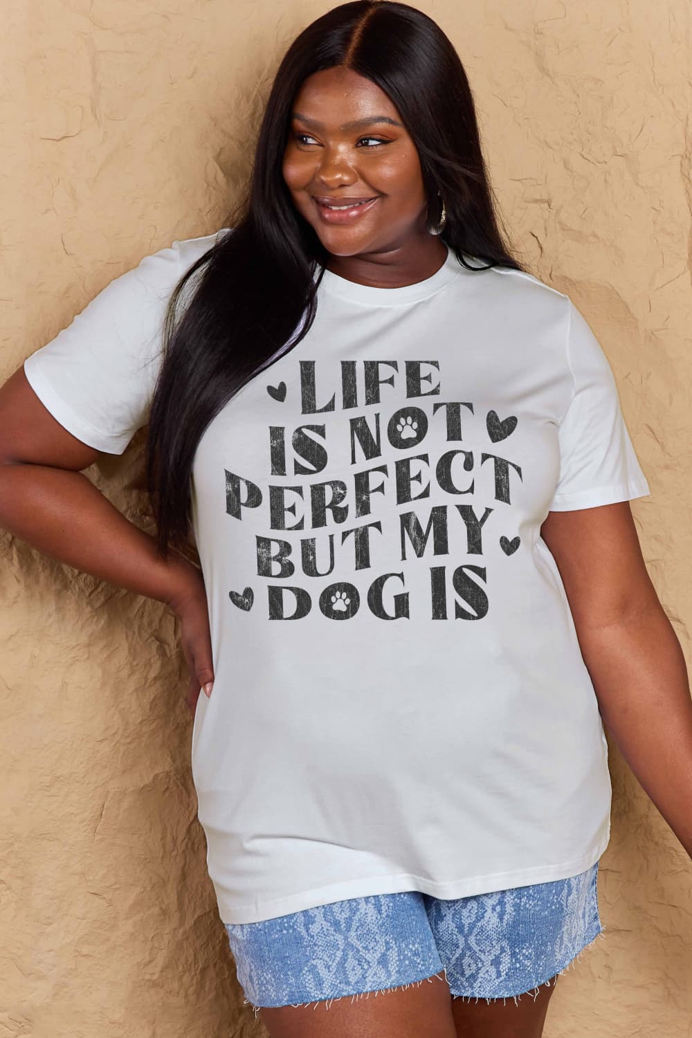 PREORDER- Simply Love Full Size Dog Slogan Graphic Cotton T-Shirt