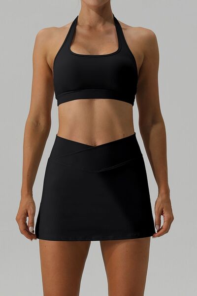 PREORDER- Halter Neck Tank and Slit Skirt Active Set