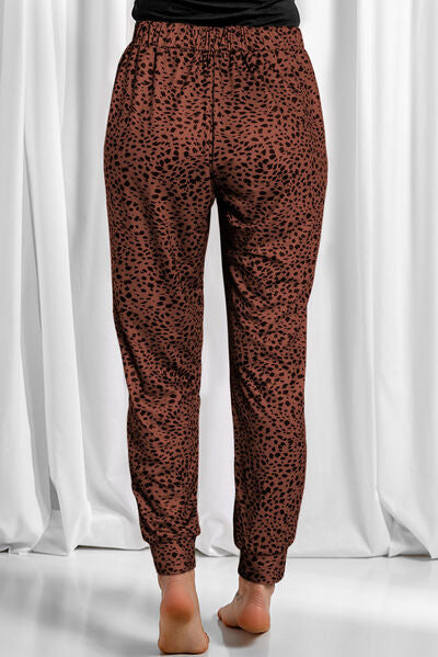 PREORDER- Full Size Leopard Drawstring Pocketed Pants