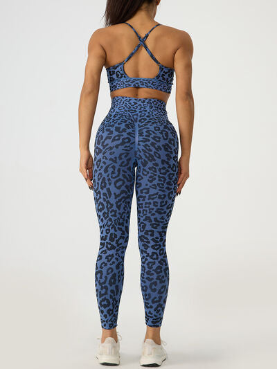 PREORDER- Leopard Crisscross Top and Leggings Active Set