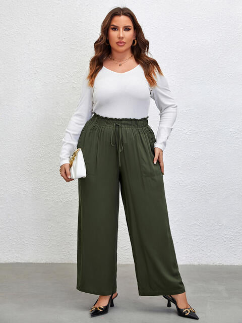 PREORDER- Plus Size Tied Wide Leg Pants