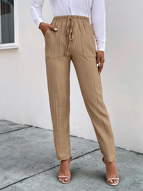 PREORDER- Texture Drawstring Pants with Pockets