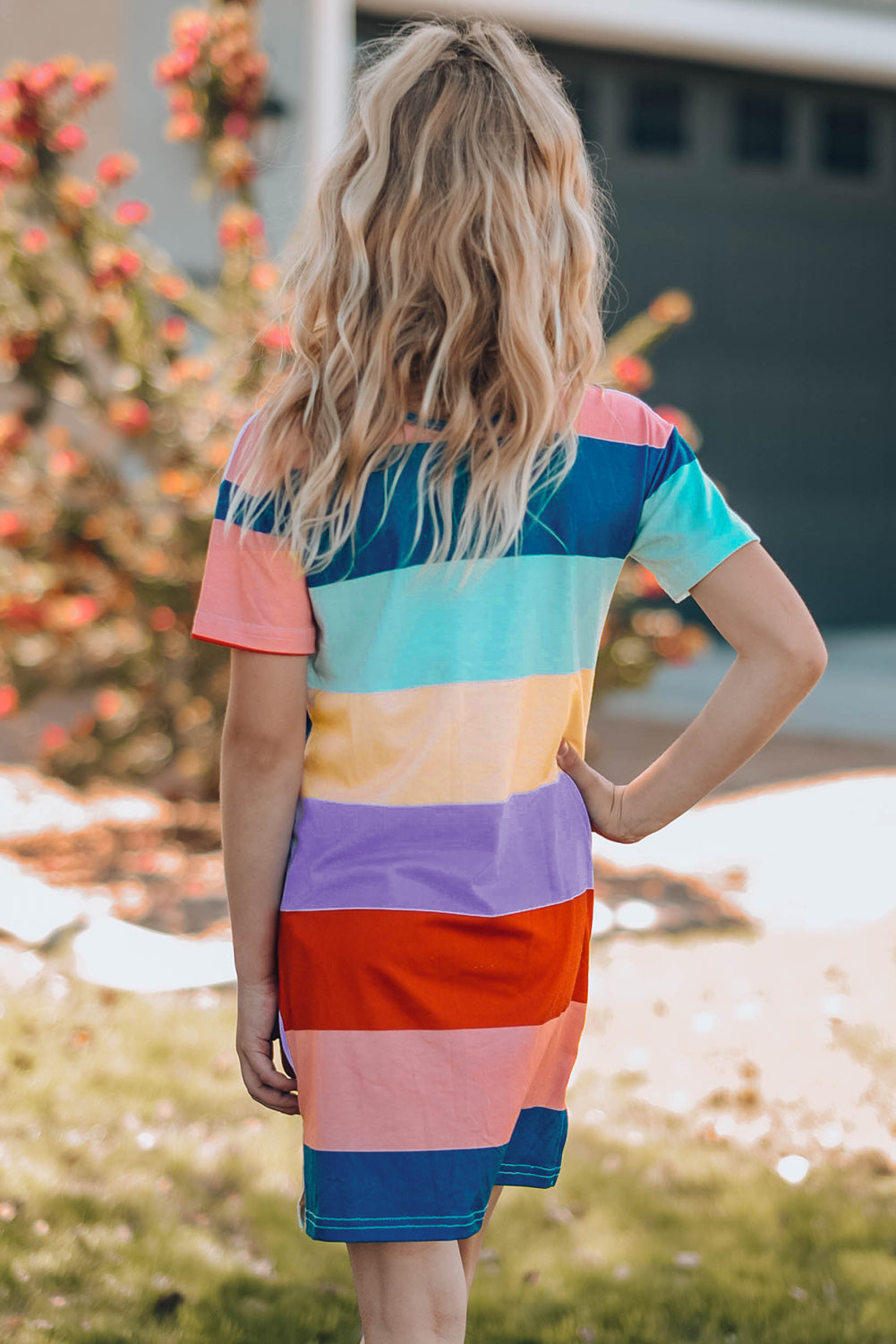 PREORDER- Girls Color Block Side Slit Mini Dress