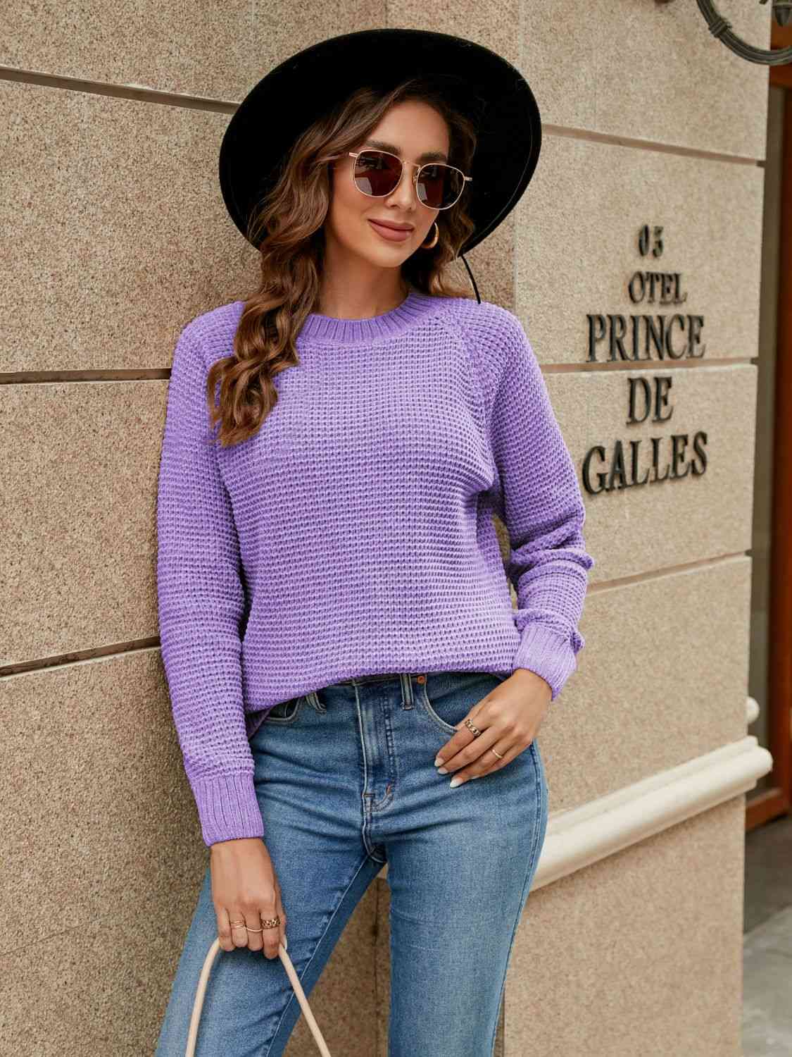 PREORDER- Round Neck Raglan Sleeve Sweater