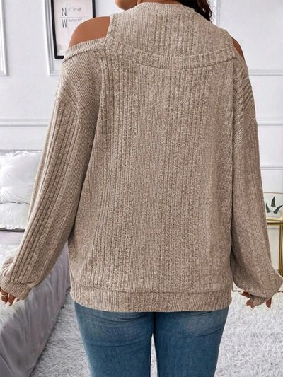 PREORDER- Round Neck Cold Shoulder Sweater