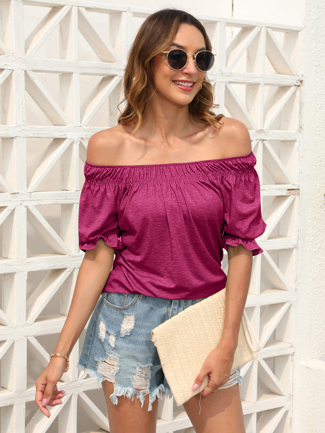PREORDER- Ruched Short Sleeve Blouse
