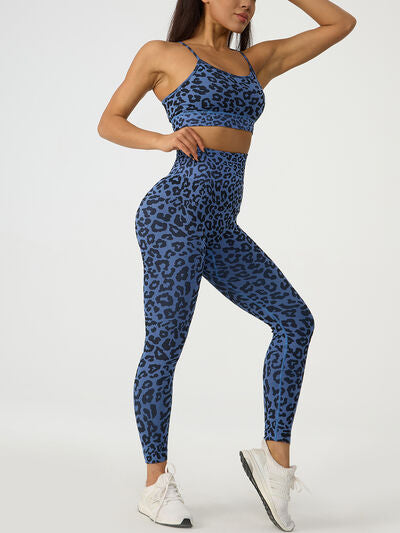 PREORDER- Leopard Crisscross Top and Leggings Active Set