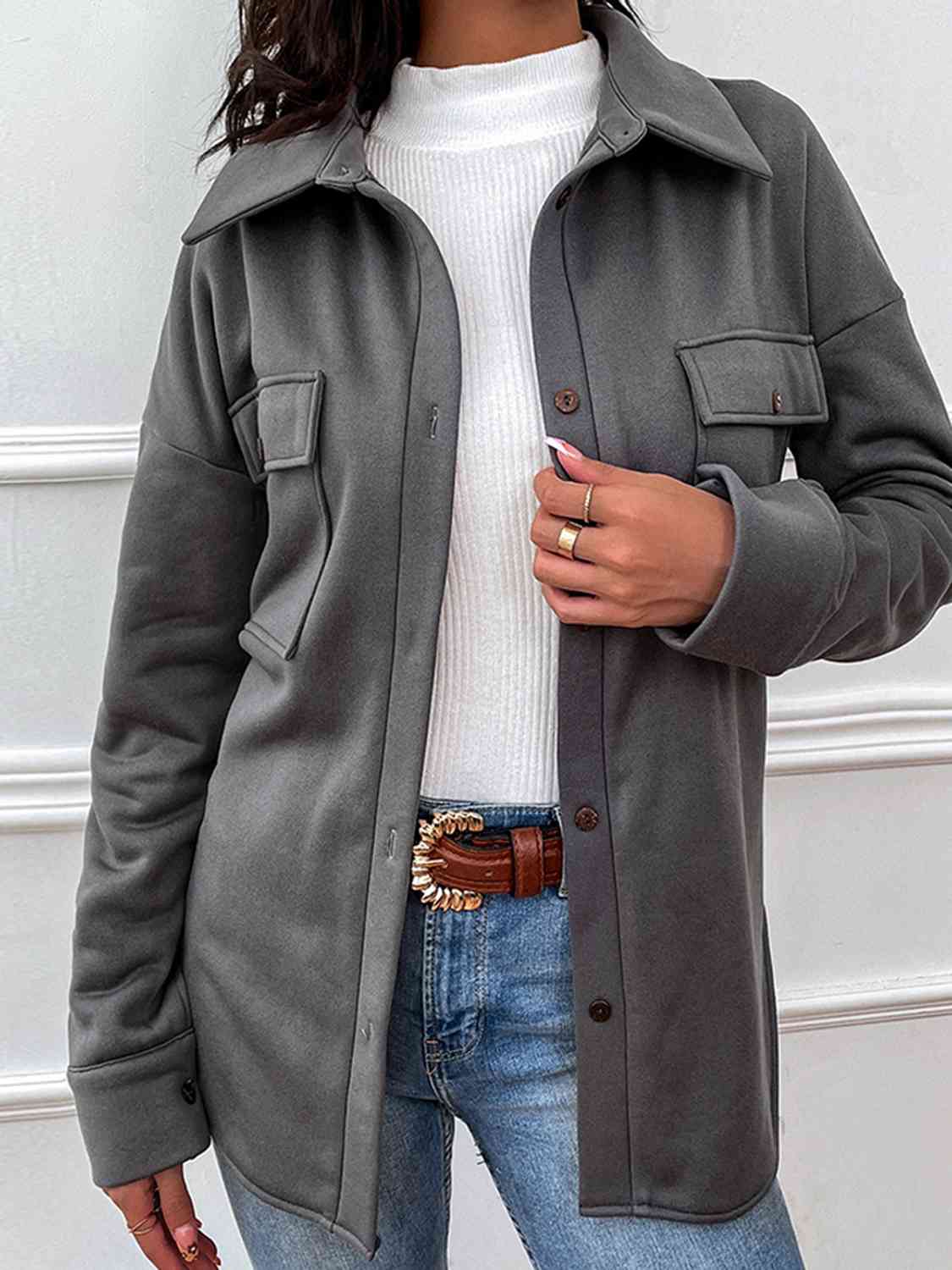 PREORDER- Button Down Dropped Shoulder Coat