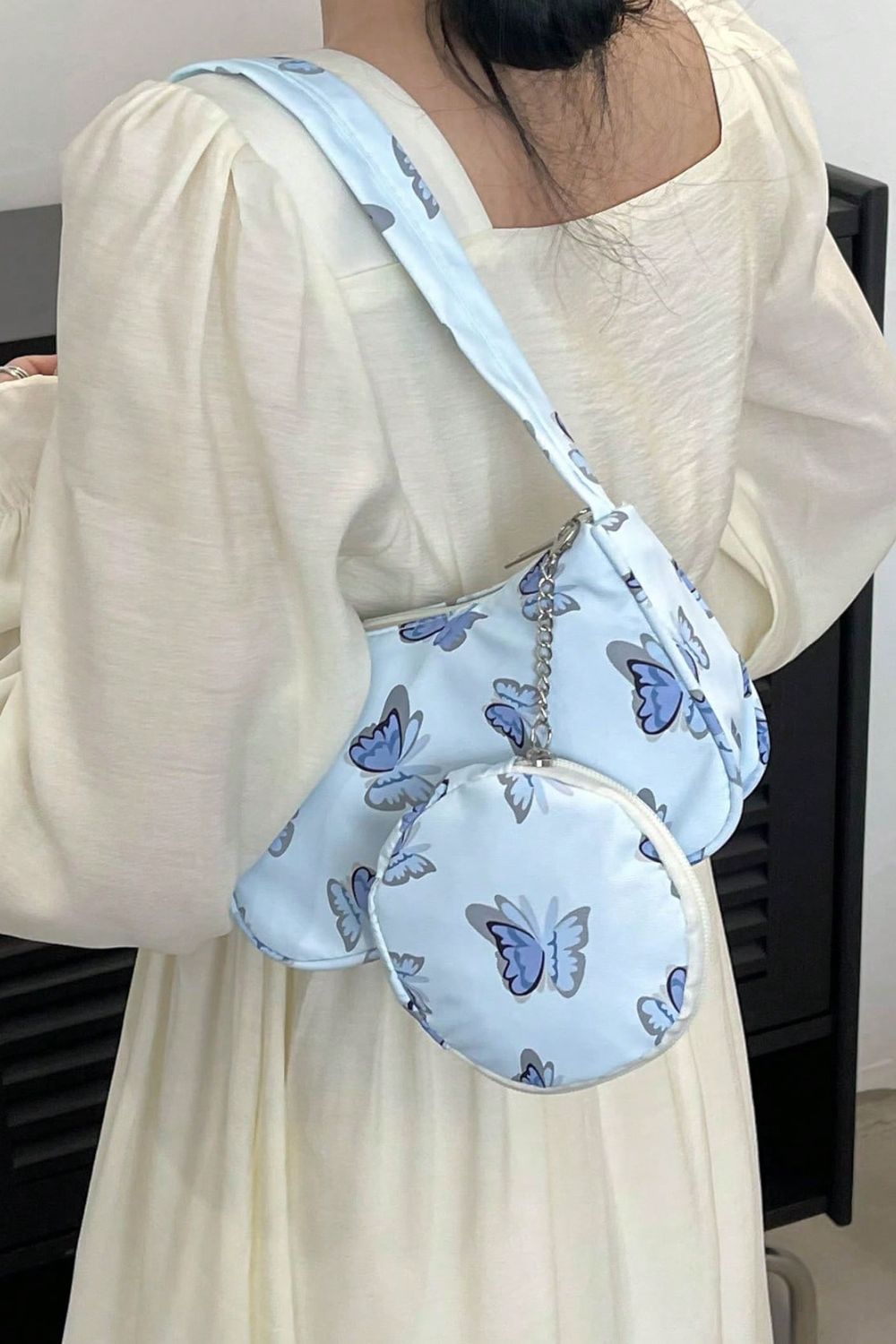 PREORDER- Butterfly Print Shoulder Bag with Purse
