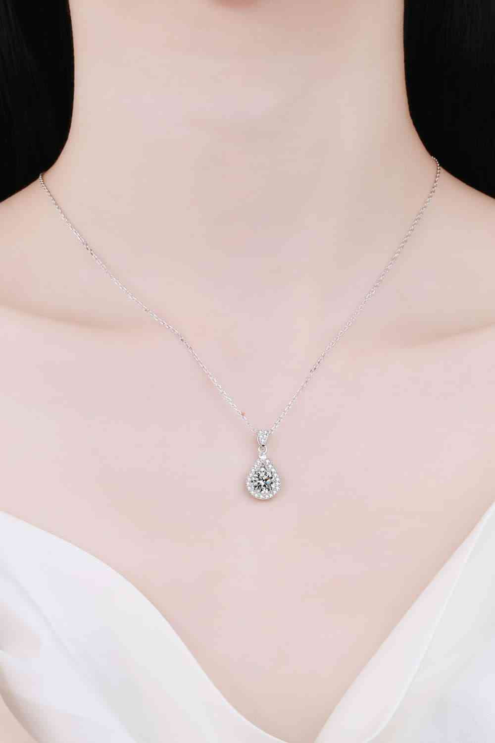 PREORDER- 2 Carat Moissanite Teardrop Pendant 925 Sterling Silver Necklace