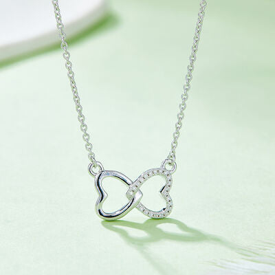 PREORDER- Moissanite 925 Sterling Sliver Heart Bow Necklace