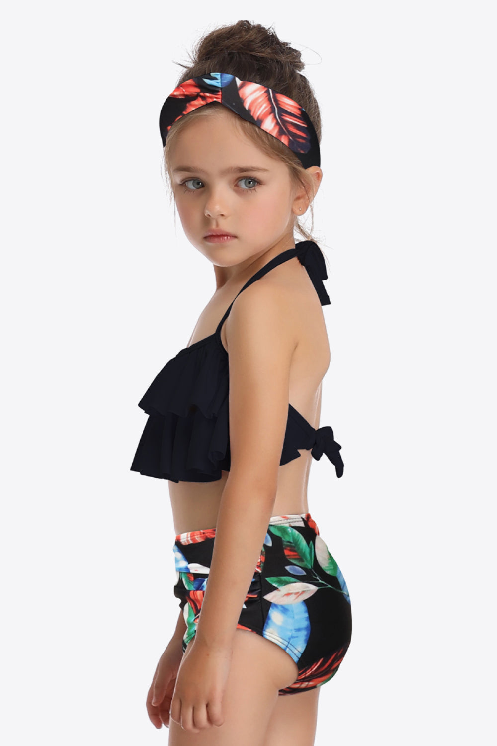 PREORDER- Printed Layered Halter Neck Two-Piece Swim Set