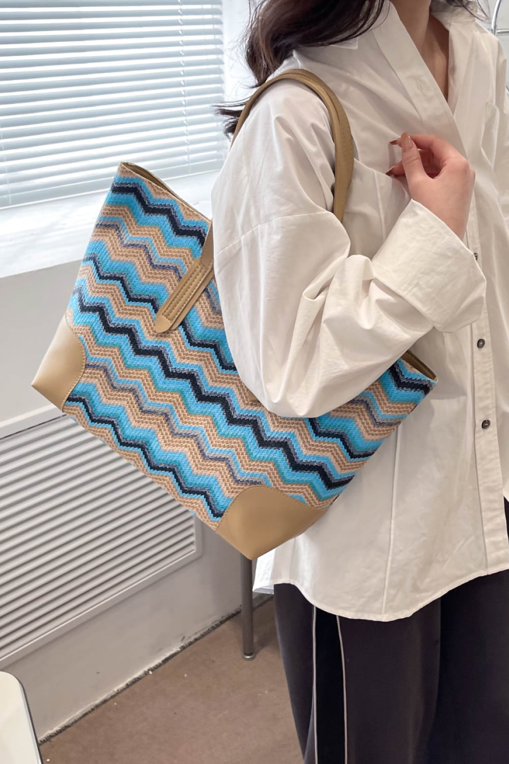 PREORDER- Chevron Straw Tote Bag