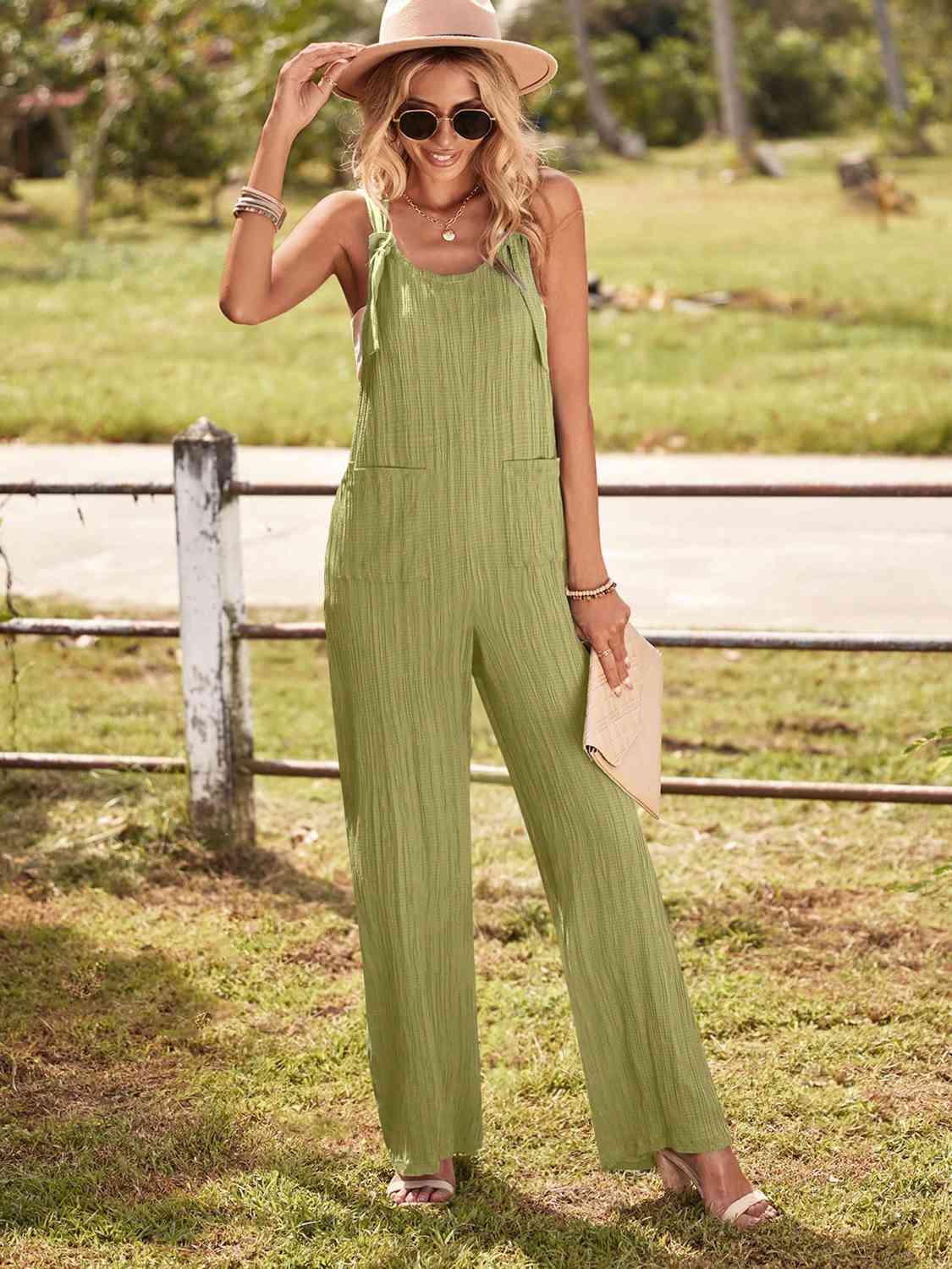 PREORDER- Round Neck Sleeveless Jumpsuit with Pockets