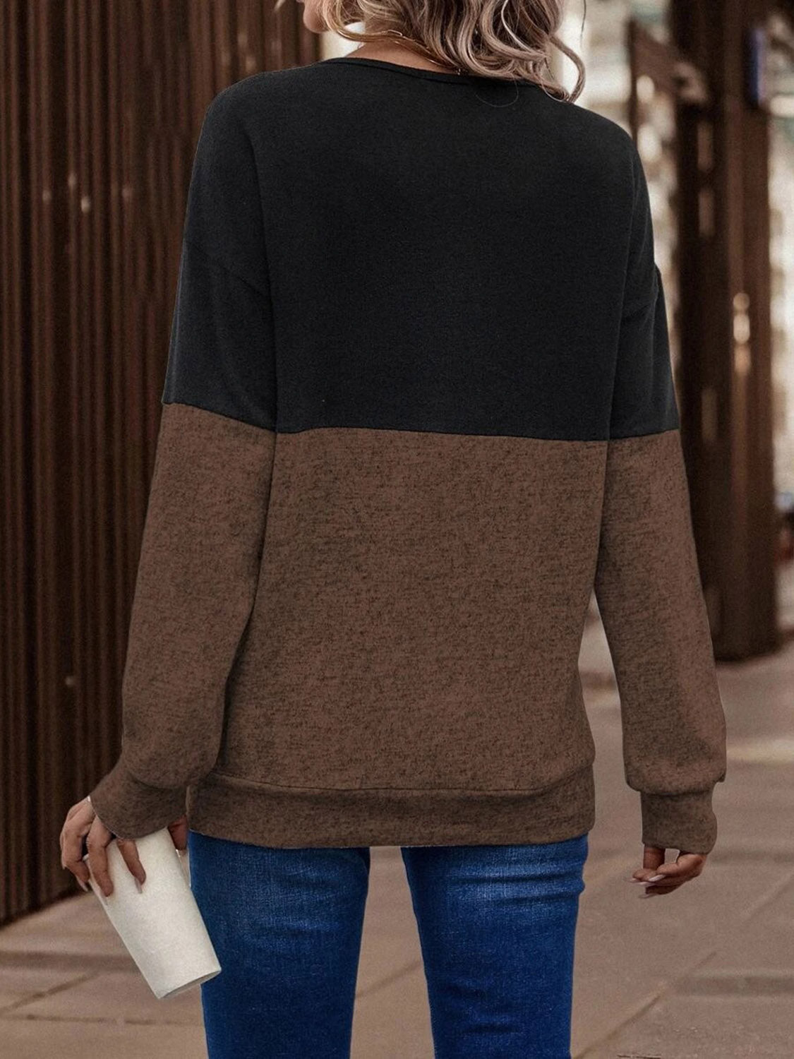 PREORDER- Two-Tone Crisscross Detail Sweatshirt