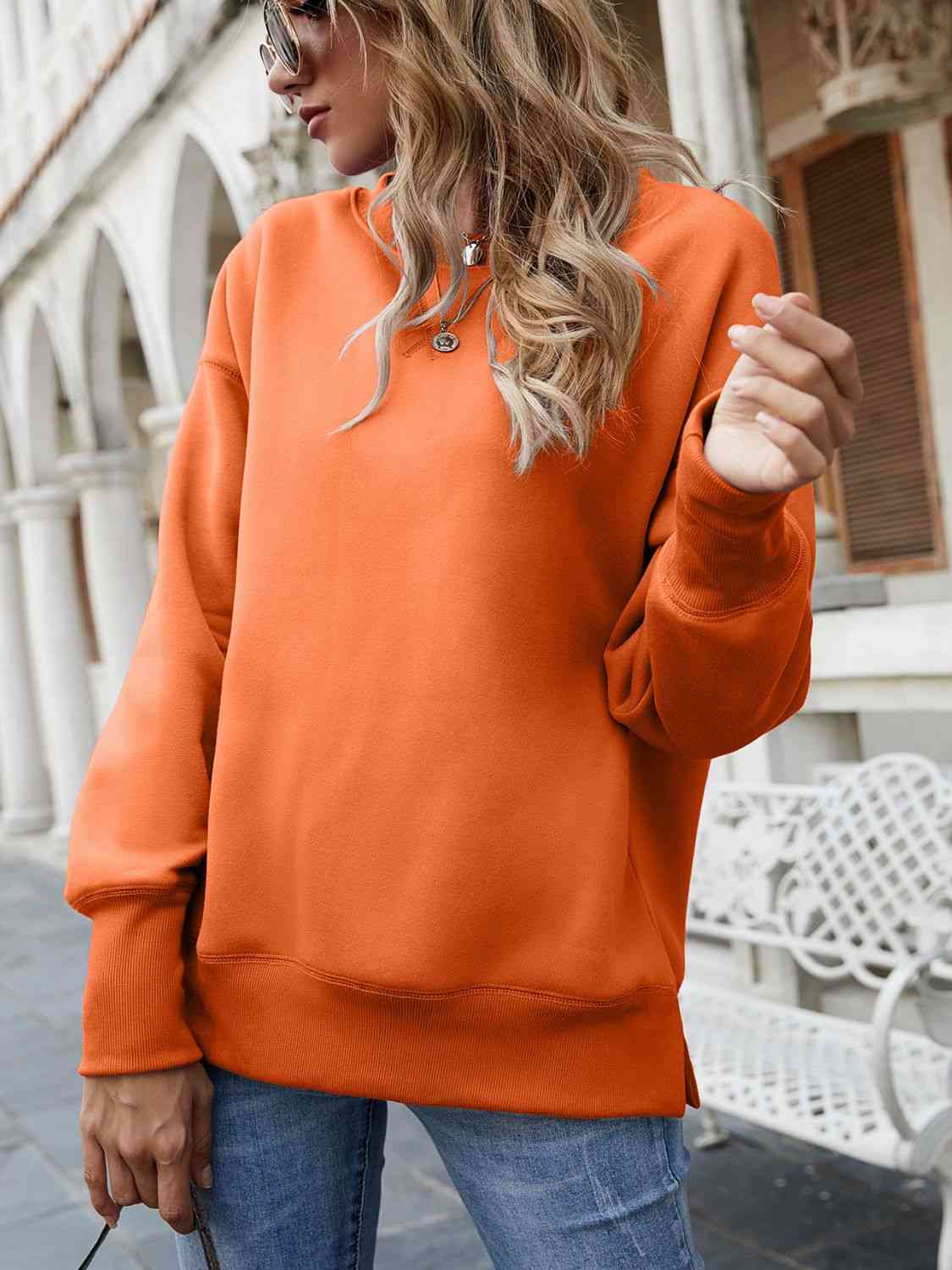 PREORDER- Dropped Shoulder Slit Sweatshirt