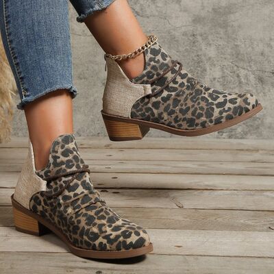 PREORDER- Contrast Canvas Low Heel Boots