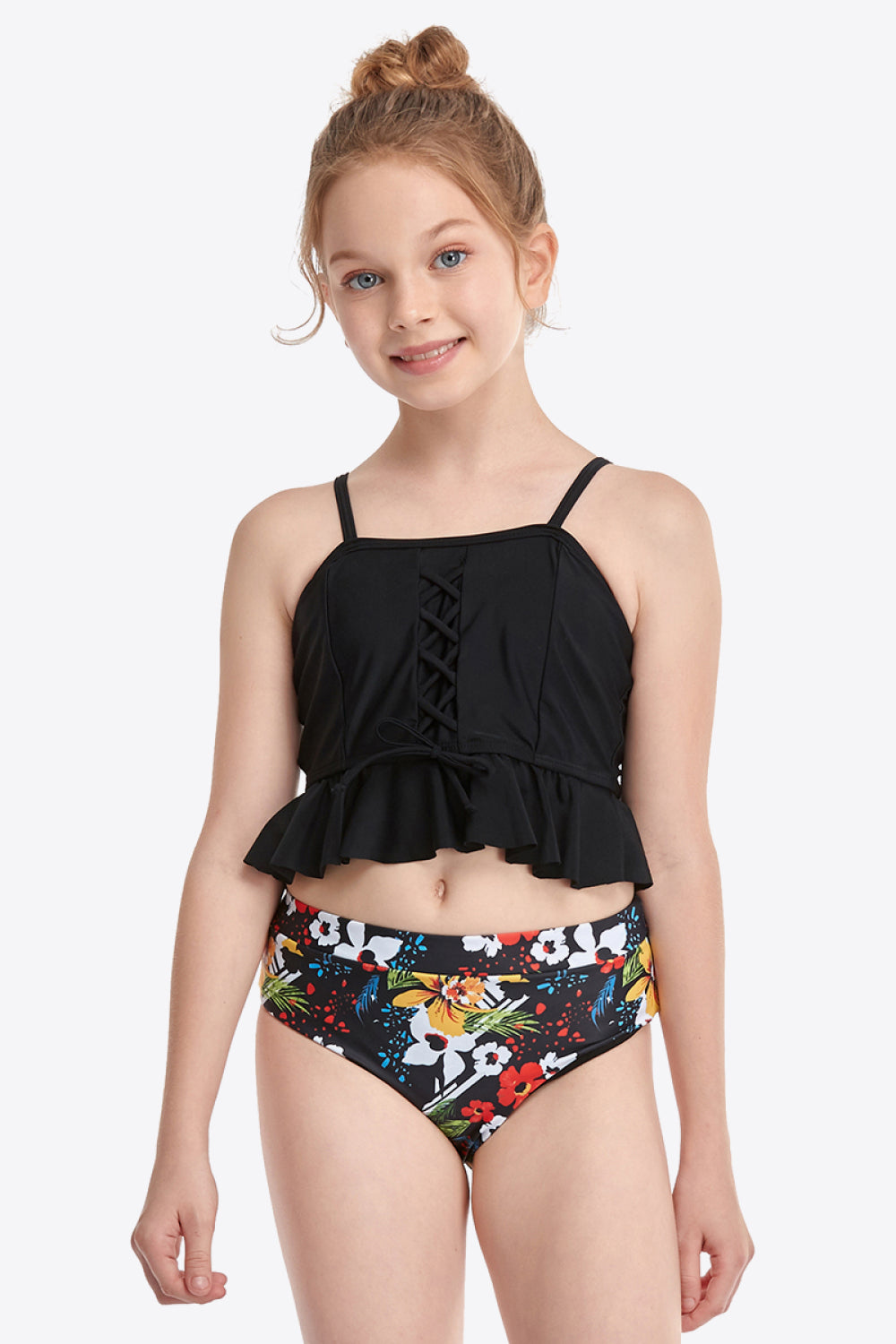 PREORDER- Printed Crisscross Ruffled Two-Piece Swim Set