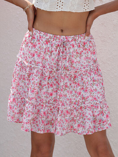 PREORDER- Printed Elastic Waist Mini Skirt